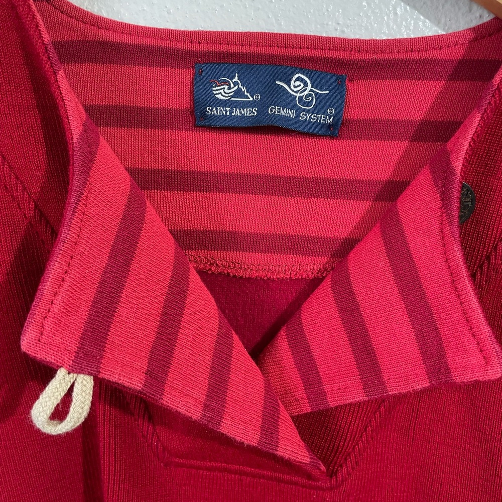 Wool Cotton Knit Sweater Sz 6 Red Nautical Coastal Saint James Gemini System